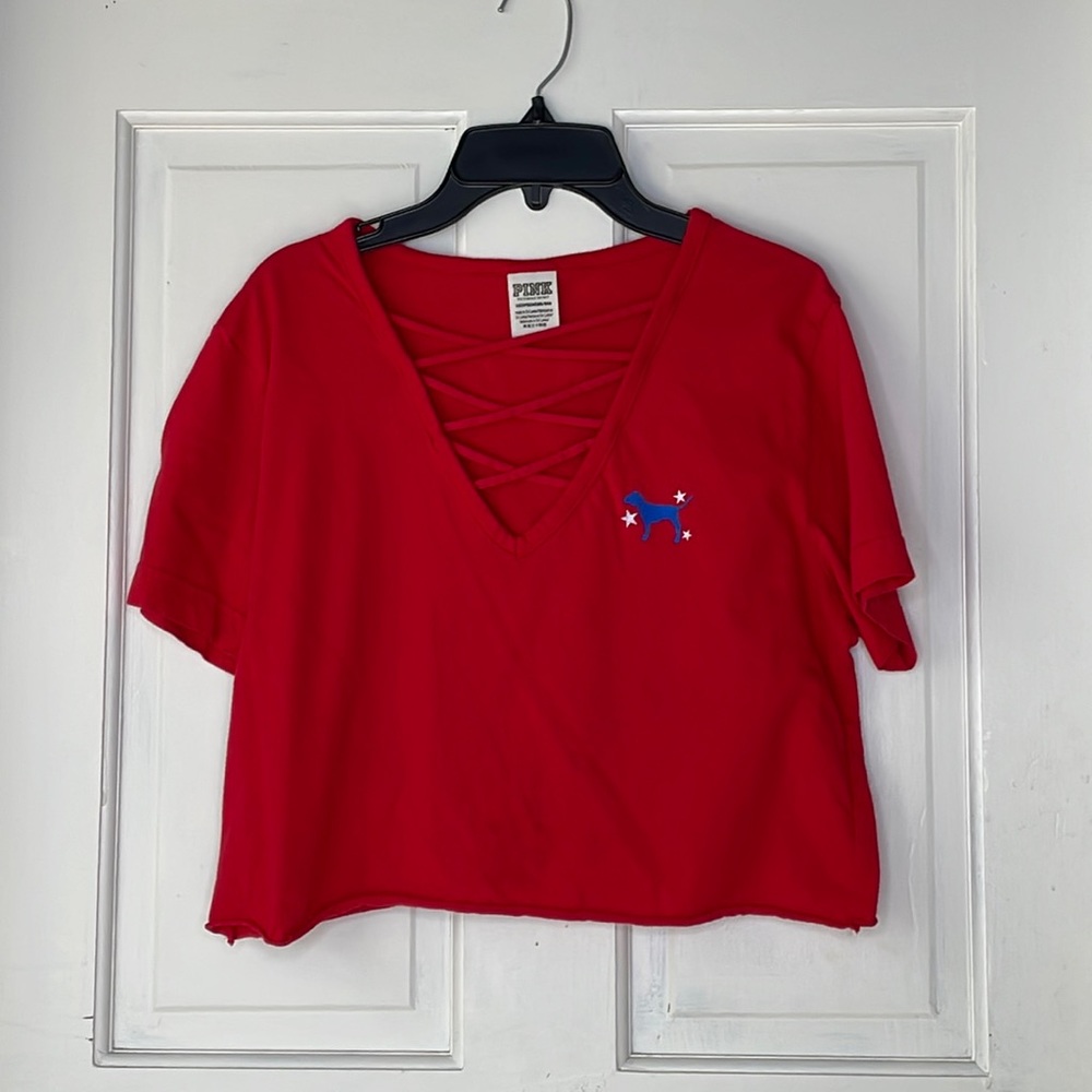 Victoria’s Secret PINK Cropped 4th of July Tee